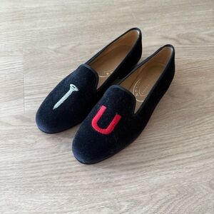 Stubbs & Wootton ‘Screw U’ Black Velvet Slippers